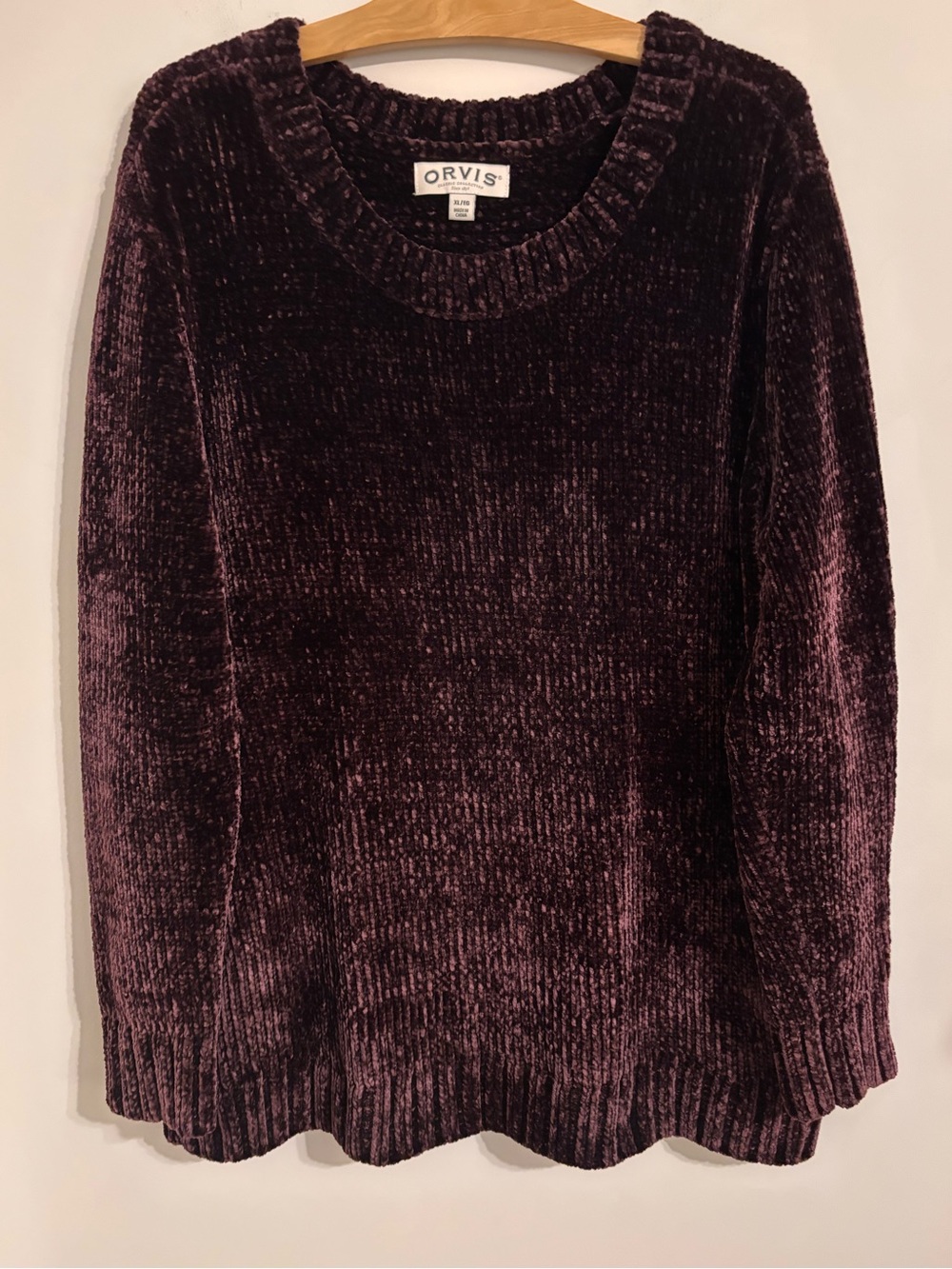 Orvis Dark Purple Chenille Crewneck Pullover Sweater